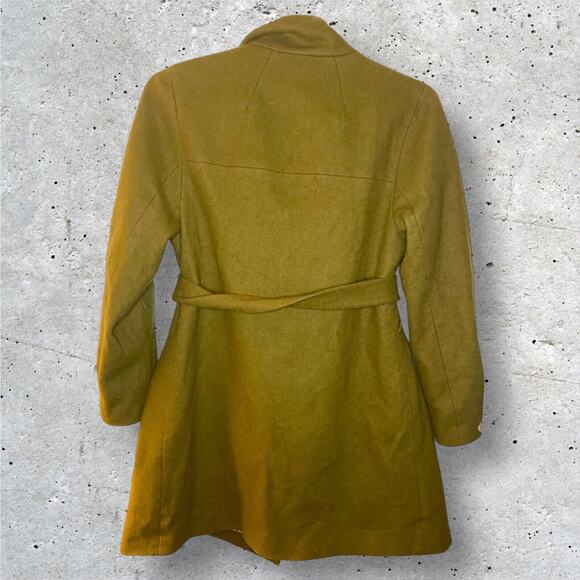 Olive Des Olive Wool Blend Coat Jacket Green Size 1 Waist Tye Korean - Picture 2 of 7